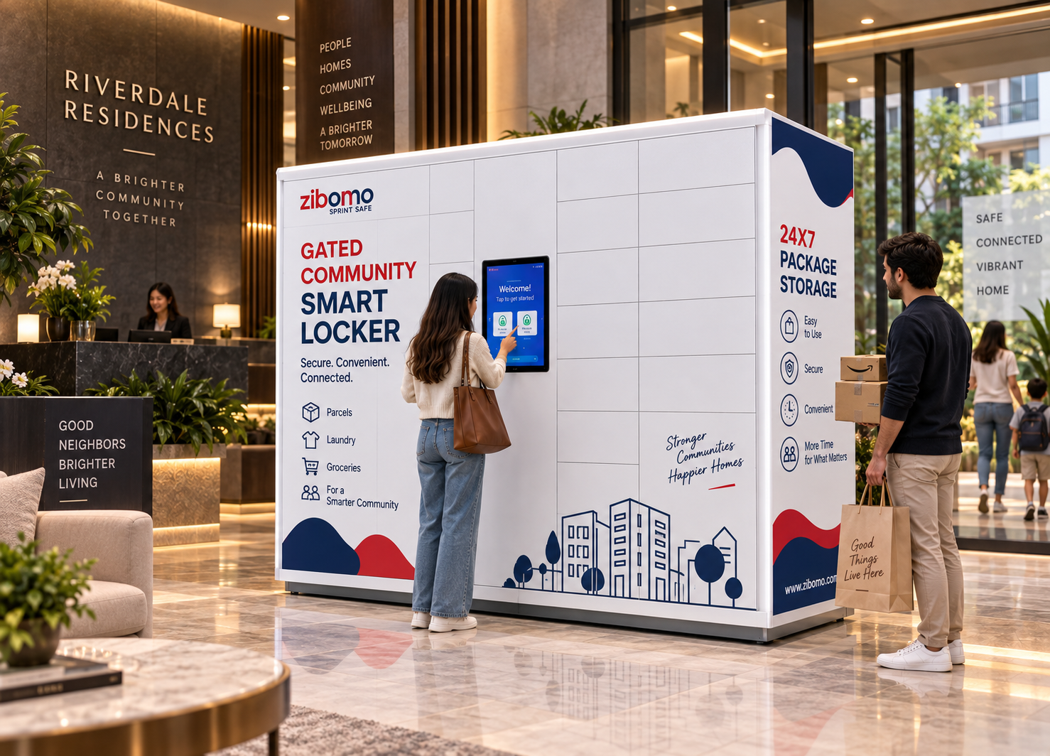 Smart lockers for gated communities and apartments