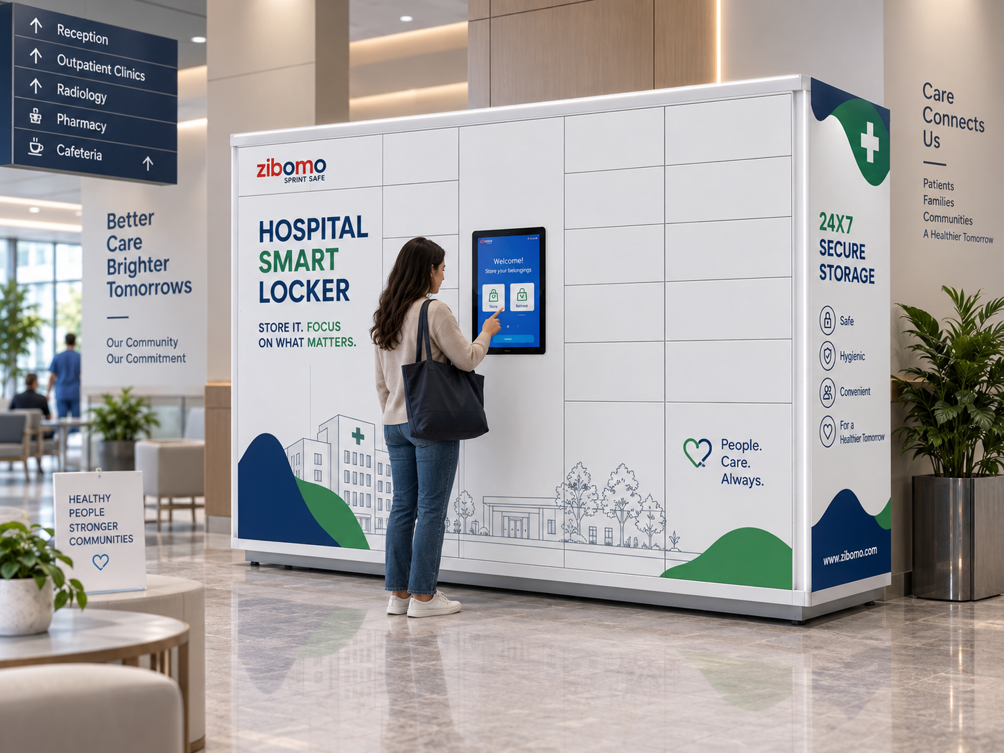 Secure digital lockers for hospitals